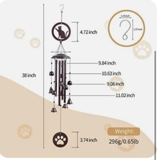 Wind Chimes Cat For Outside 38" With Relaxing Sound Memorial Wind