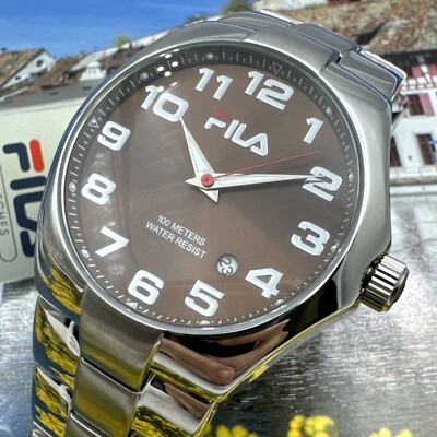 Fila Watch Silver Men Water Resistant Wrist Fits 8” | eBay