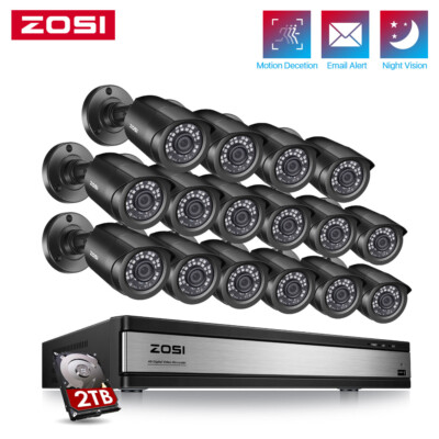 ZOSI 16CH H.265+5MP Lite DVR 1080P Home Security Camera System IR Motion Detect