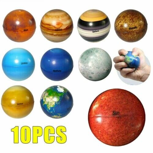 10Pcs Squeeze Fidget Spielzeug Geschenk Kinder Solar System Planeten Stress Ball - Bild 1 von 11