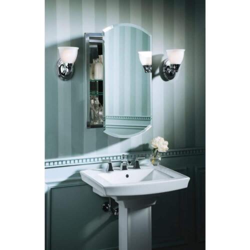 Recessed Medicine Cabinet Mirrored Beveled Edges Reversible Swing Door 20" x 31" - Picture 3 of 12