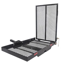 Folding Wheelchair Carrier Rack with Ramp Hitch Mount Steel Cargo Carrier Basket