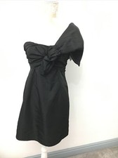 Stradivarius Black Satin One Shoulder Bow Evening Mini Dress, Sz M, BNWT