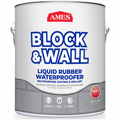 Ames BWRF1 Block & Wall Liquid Rubber Coating, White, 1-Gal. - Quantity 1