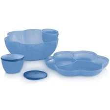 Tupperware Chip 'N Dip Bowl Set Microwave Dip Cups -Dragon Fly- NIP