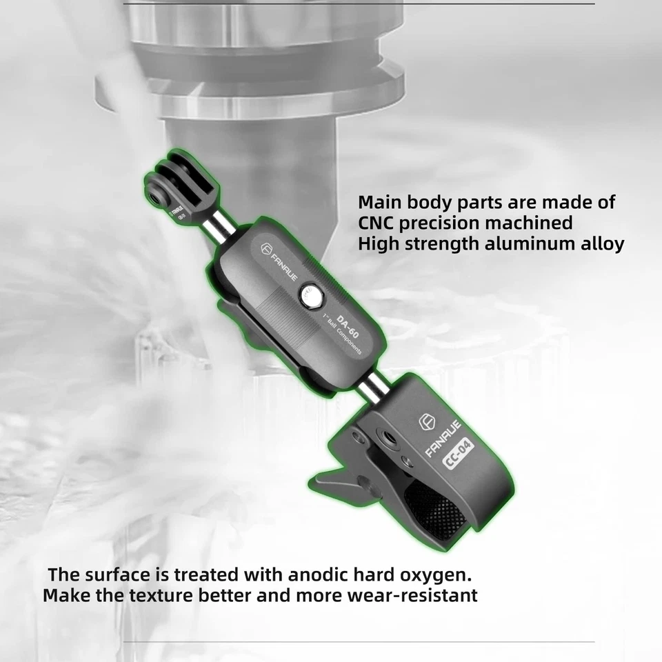 FANAUE Cycling Motorcycle Super Clamp mount 1/4" Hole For GoPro Action Camera - Image 4 of 4