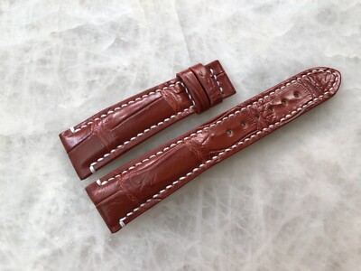 20mm/16mm Brown Alligator Crocodile Embossed Leather Watch Strap Band