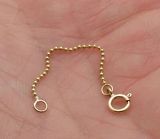 1mm Plain Bead Ball Chain Necklace Extender Real Solid 14K Yellow Gold