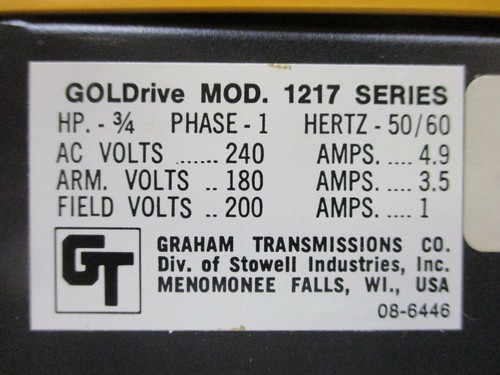 NEW Danfoss Graham 1217 GOLDrive 3/4HP DC Adjustable Speed Drive 3/4-HP 240VAC - Picture 7 of 9