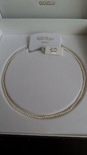 COLLANA COLLIER GIROCOLLO DONNA ORO BIANCO PERLE VERE MATRIMONIO SPOSA PARTY