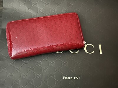 Gucci Patent Microguccissima Bow Heart Zip Wallet | eBay