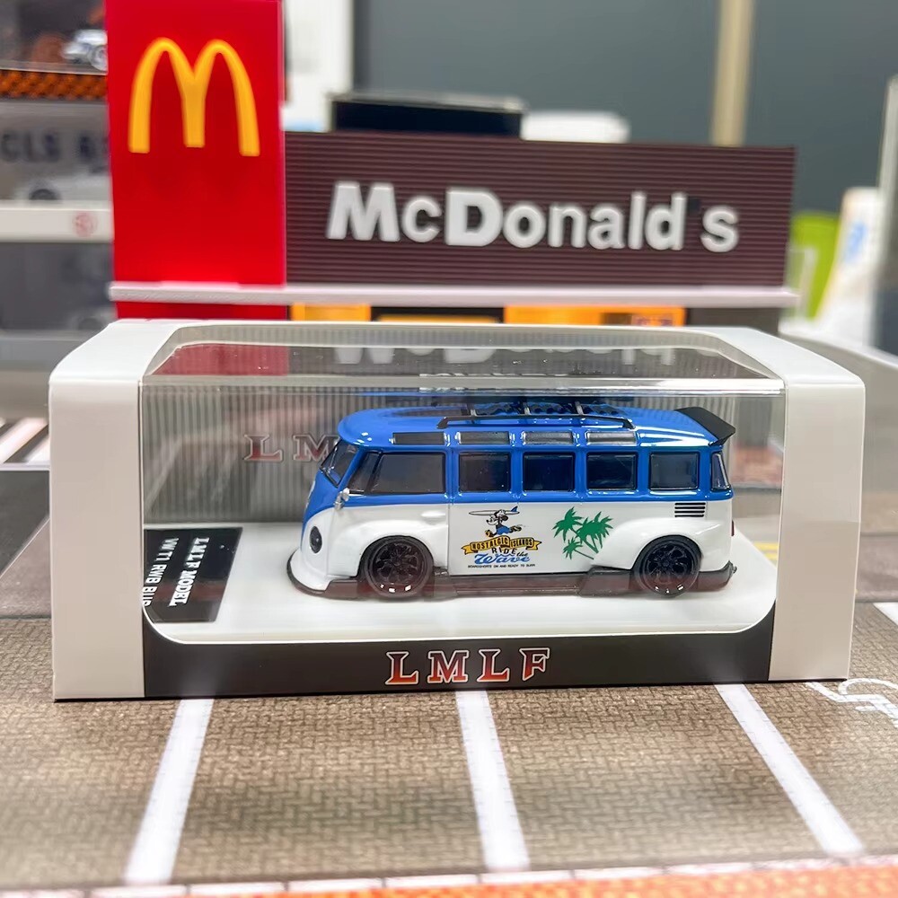 LMLF 1:64 Blue VW T1 RWB Van Bus Camper Kombi Model Diecast Metal