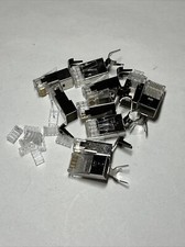 10 Shielded RJ45 Cat6 Connectors - Pass Through Connector Gold Plated Prongs.