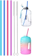 ALINK 15 Inch Extra Long Reusable Silicone Straws 4-Pack Flexible Straws for 40