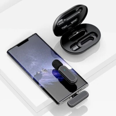 one Wireless Lavalier Microphone for iPhone, iPad, with Charging Case