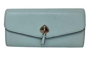 Kate Spade Pebbled Leather Large Slim Flap Wallet Clutch Blue Glow K6402 $249 - Click1Get2 Offers