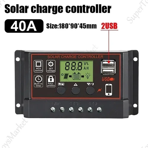 30-100A PWM Solar Charge Controller LCD 12V/24V Dual USB Battery Panel Regulator - Picture 13 of 15