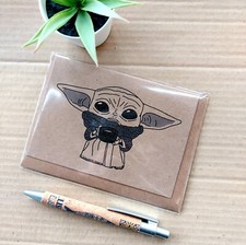 Linda Tarjeta de Cumpleaños Grogu - Mandalorian El Niño Funko Pop Tarjeta en Blanco