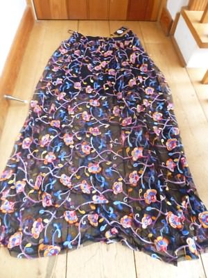 BOOHOO BOUTIQUE BLACK EMBROIDERED MESH FLOWER SEMI SHEER MAXI UK 8 XS  ROKSANA | eBay