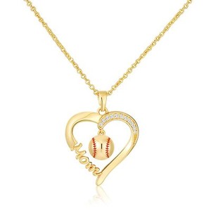 Authentic Baseball Soccer Softball Mom Necklace for Women, 18K Gold Plated Sport A...