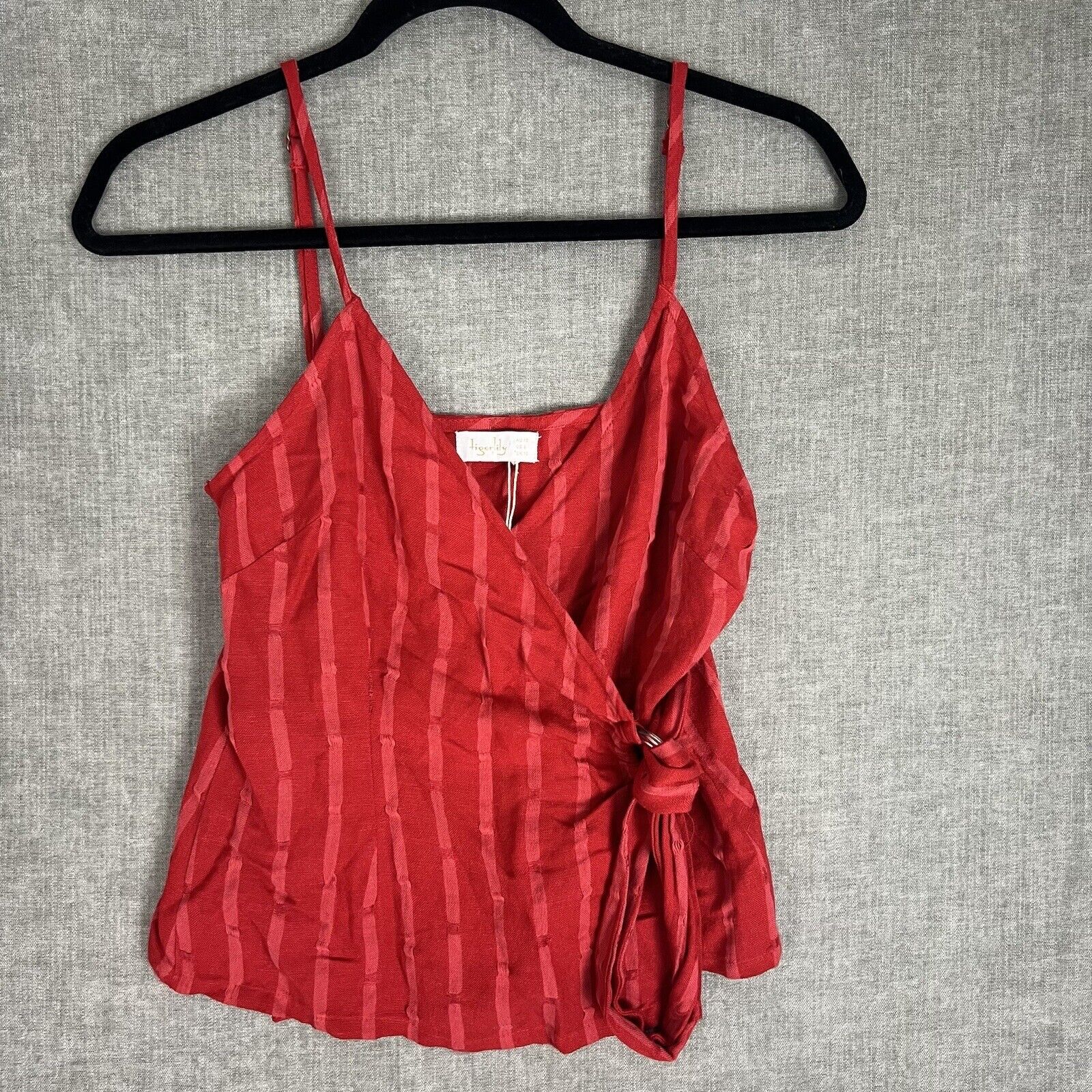 Tigerlily Red Striped Linen Blend Wrap Camisole  Top Size 10