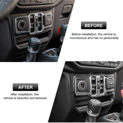 1P Window Control Cover Trim For Jeep Wrangler JL 18-23 Accessories Carbon Fiber - Picture 5 of 8