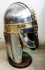 Medieval Viking Helmet Armor Vendel Steel Brass Helmet With Chainmail Viking