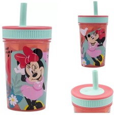 Minnie Mouse Silicone Drinking Cup 420ml Leakproof Drinking Straw Reusable Cup