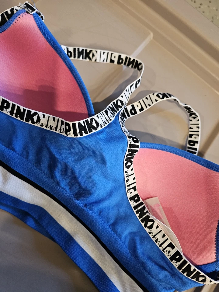 Sujetador ROSA Victoria’s Secret Comfort Talla S/P Color Azul JERSEY Foto 4 de 4