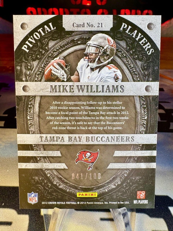 2012 Mike Williams Panini Crown Royale Pivotal Players Red /100 #21 Bucanneers - Image 2 of 2