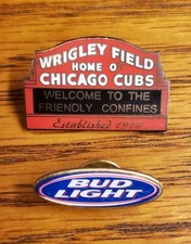 Wrigley Field Enamel Pin Brass Back With Bud Light Pin - Game Day Combo