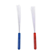 14" Patriotic Fiber Optic Red, White  Blue Light-Up Wands - 12 Pc.