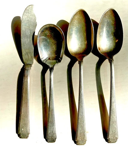 Wallace Sterling Silver Deco Flatware Lot Deer Hallmark 163g Spoons Knife