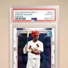 Jordan Walker 2020 Bowman Draft Chrome Auto RC PSA 10 #CDA-JW