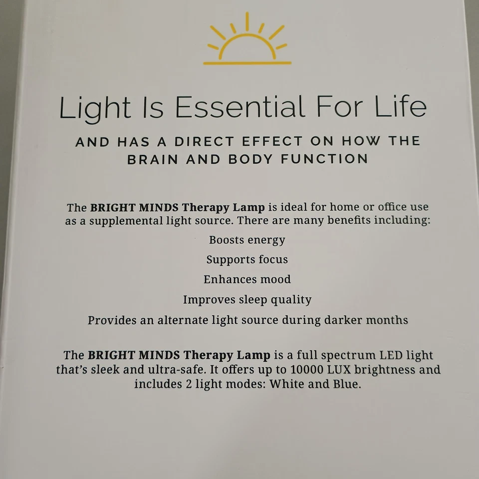 BrainMD Bright Minds терапевтическая лампа 10 000 люкс / 2 режима освещения (синий и белый) НОВАЯ - Изображение 3 из 4
