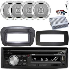 Pyle 1-DIN Boat CD/MP3 Radio W/Kit  Adapter Plate, 4x 5.25" Speakers, Amplifier
