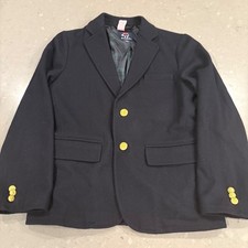 Brooks Brothers Fleece Boy Navy Blazer Wool Gold Buttons Plaid Lined Size M 9/12