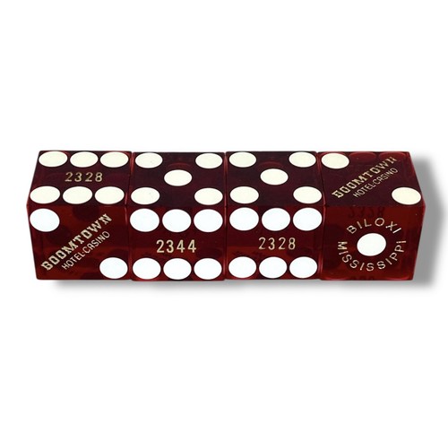 Boomtown Hotel Casino 2 Pair of Crimson Red DICE (4 Total) Biloxi