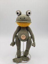 7" Funny Looking Baby Frog Hand Made Amigurumi Crochet Stuffed Toy