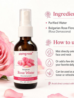 Piping Rock Bulgarian Rose (Rosa Damascena) Mist Toner 2 fl oz Face Hair