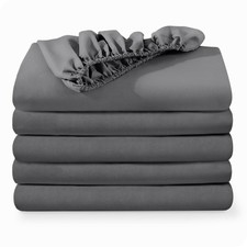 Grey Full Fitted Sheet Set of 5 Soft Durable OEKO TEX Certified Microfiber