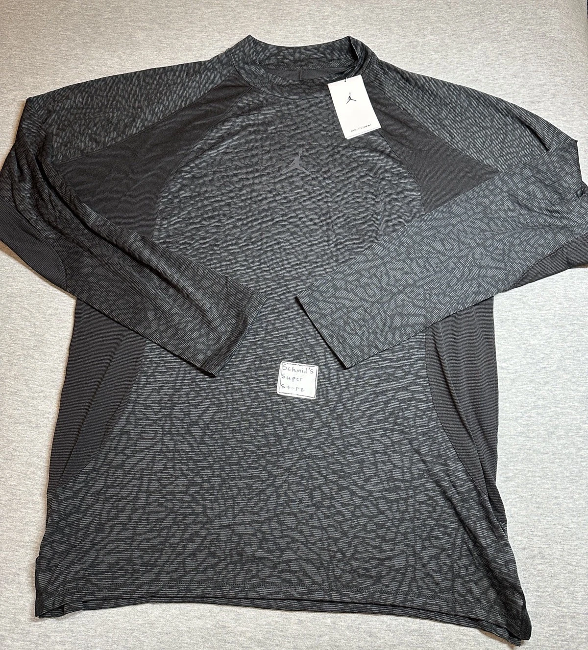 Nike Jordan Dri-Fit ADV Long Sleeve Shirt Black Cement Elephant FD8123-022 Sz XL