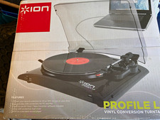 ION Profile LP Vinyl Conversion Turntable Black USB Connection 33.3/45 RPM