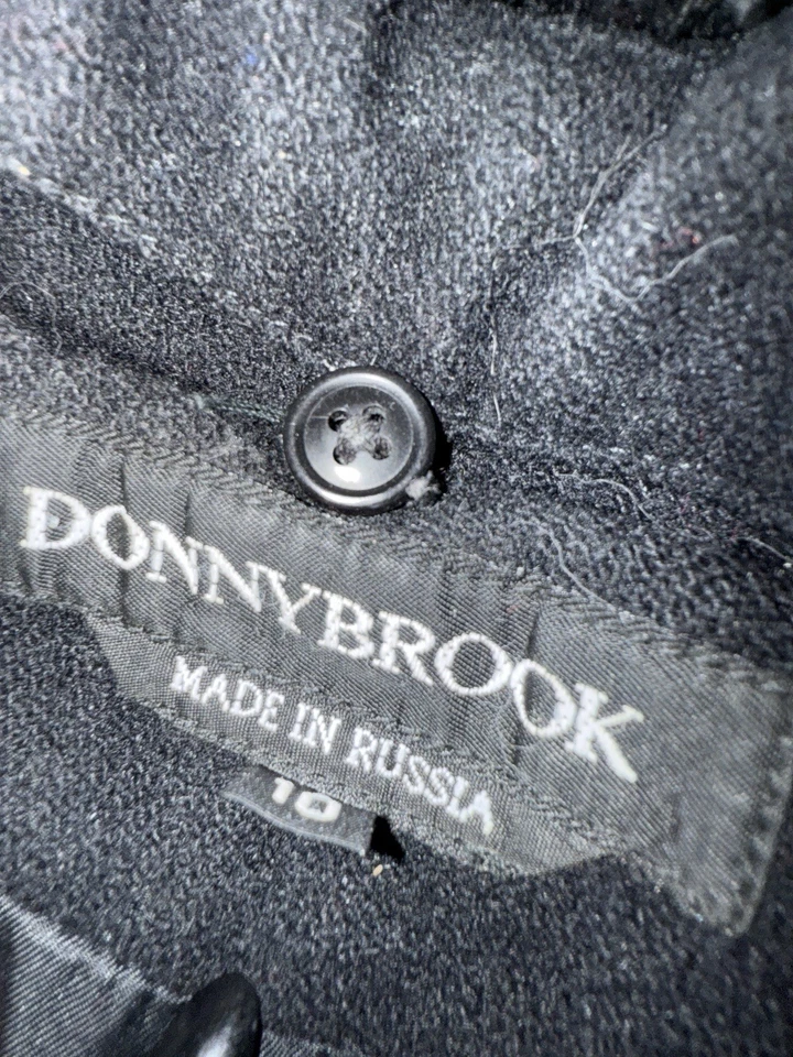 Abrigo de lana Donnybrook para mujer talla 10 negro chaquetón de doble botonadura Foto 4 de 4