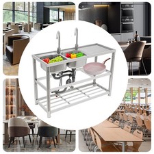 Restaurant Kitchen Sink,FreeStanding Commercial Kitchen Sink Set,Stainless Steel