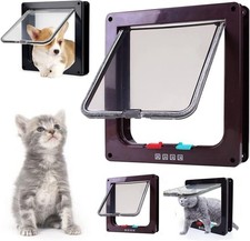 S-XL 4Way Pet Cat Puppy Dog Magnetic Lock Lockable Safe Flap Door Gate Frame