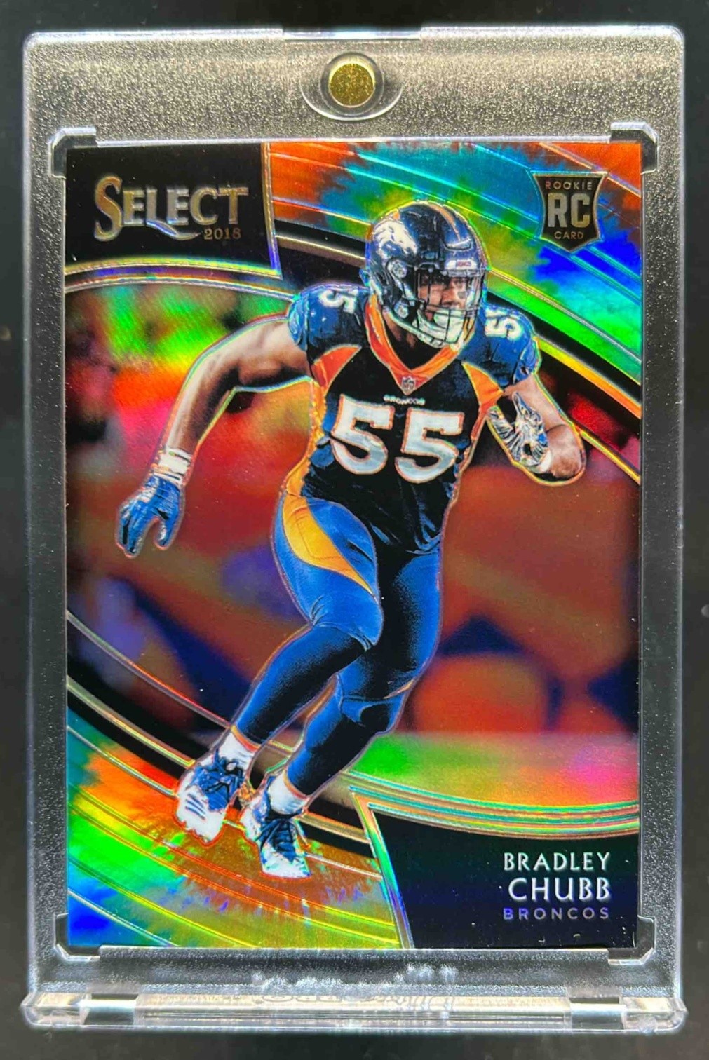 2018 Select Bradley Chubb RC Tie Dye Prizm Field Level #10/25 Broncos