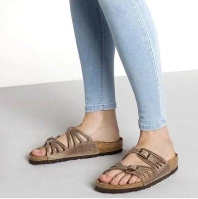 Birkenstock Granada Tobacco Brown Oiled Leather Soft Footbed Sandals 37 6.5  7