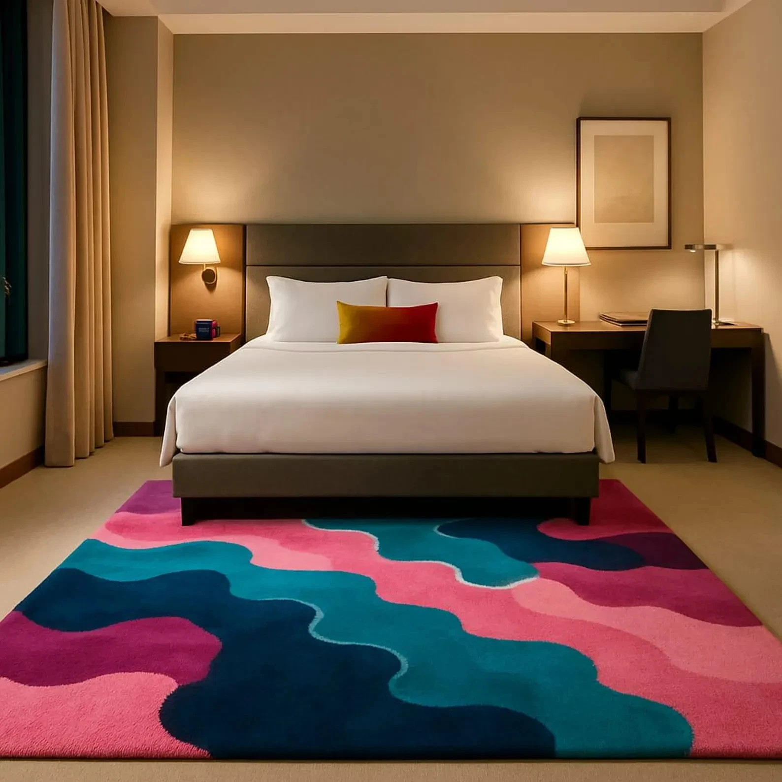 Hand Tufted New Zealand Wool Rug: Retro Wavy Color living room 8x10 8x12 6x9