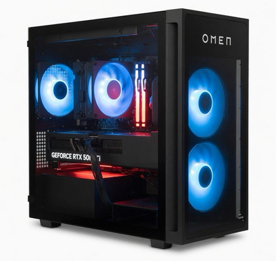 HP OMEN Gaming Desktop Tower PC GeForce RTX 5070 Ti RGB Seitenfenster Schwarz